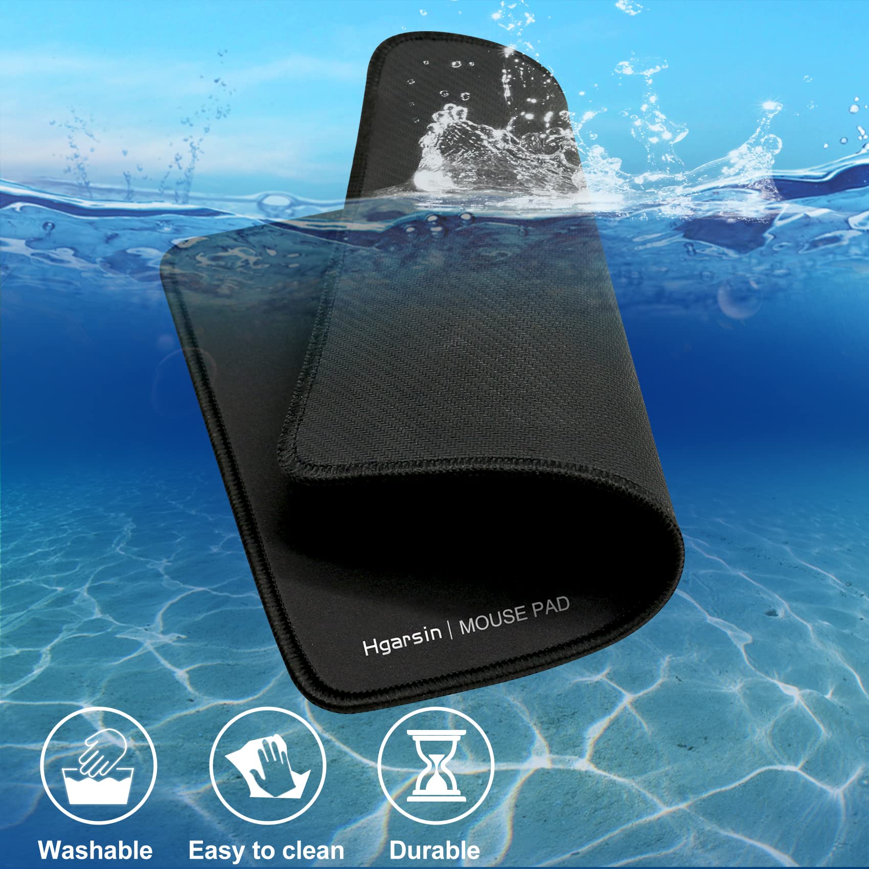 **Large Gaming Mouse Pad with Stitched Edges - Extra Wide Extended Mouse Mat for Computer & Keyboard, Non-Slip & Washable Surface for Office, Home, PC, Laptop - Perfect for Gamers & Professionals (Black)**