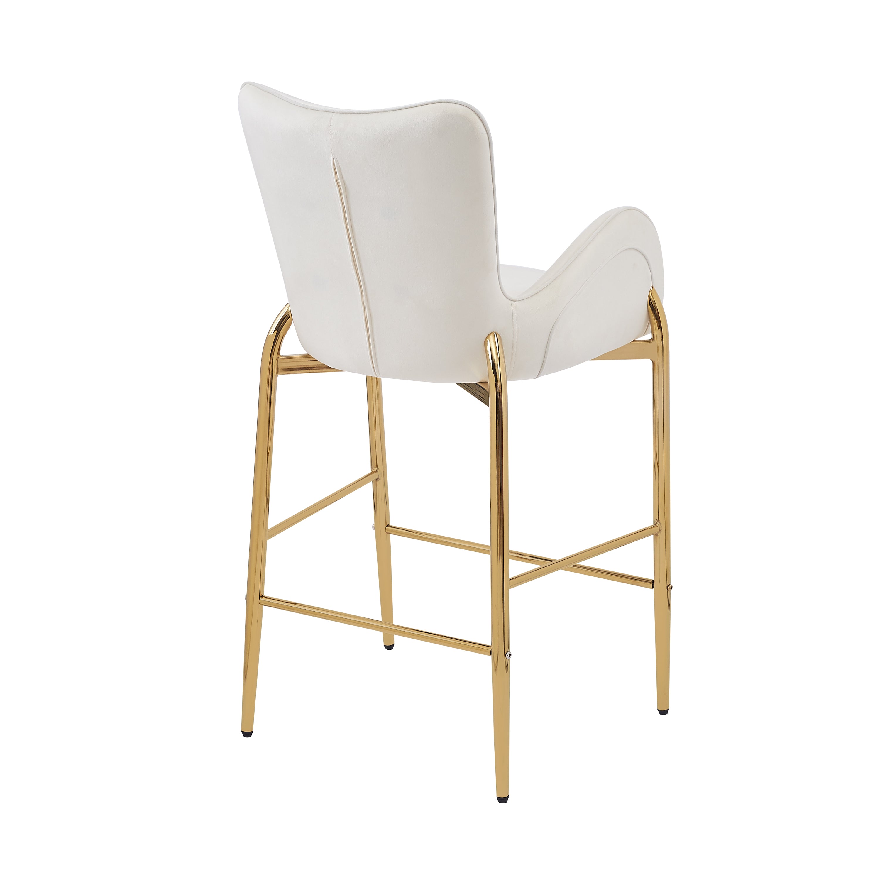 28.75 Inch Counter Height Bar Stools Set of 2 - Velvet Upholstered Barstools with Golden Metal Legs, Adjustable Swivel Bar Chairs for Kitchen Island, Breakfast Nook & Home Bar Decor