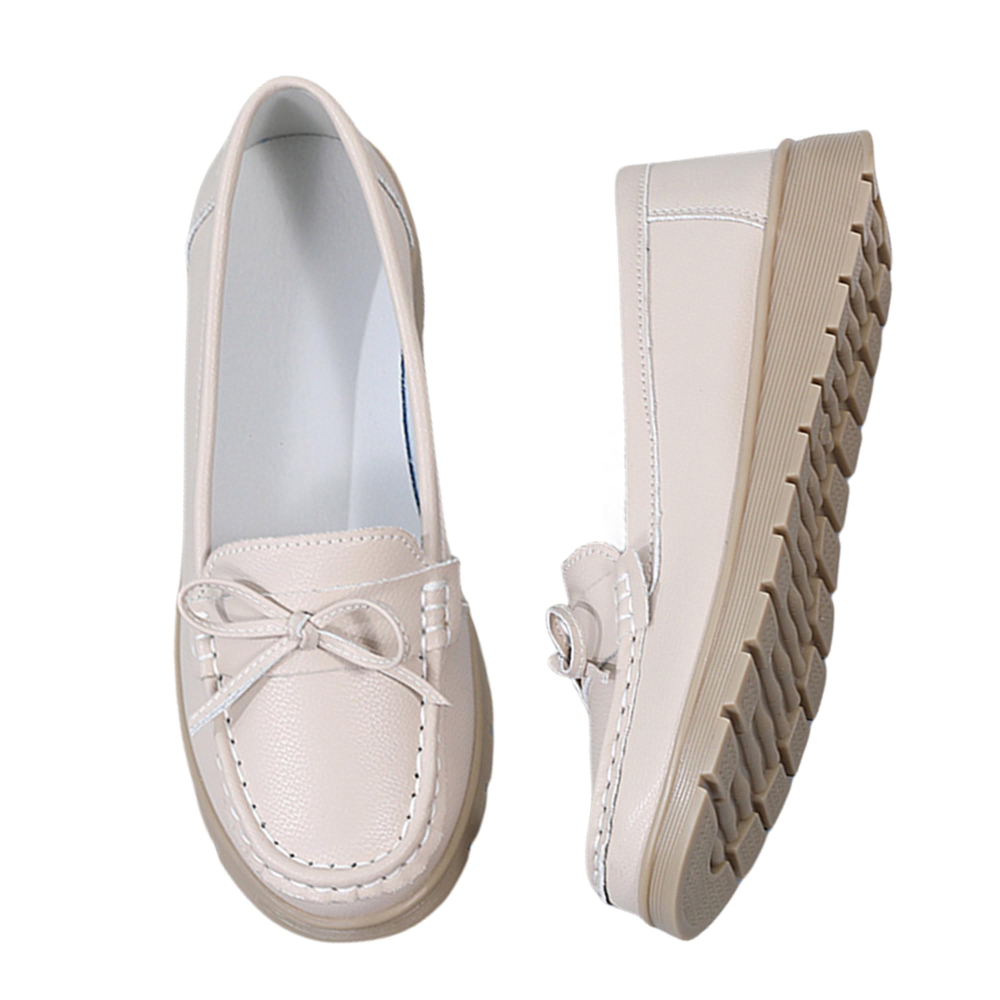 HESBITEUL Women's Penny Loafers - Comfortable Slip-On Moccasins for Driving, Walking & Casual Wear | Flat Boat Shoes with Bowknot | Perfect for Office, Travel & Everyday Outfits
