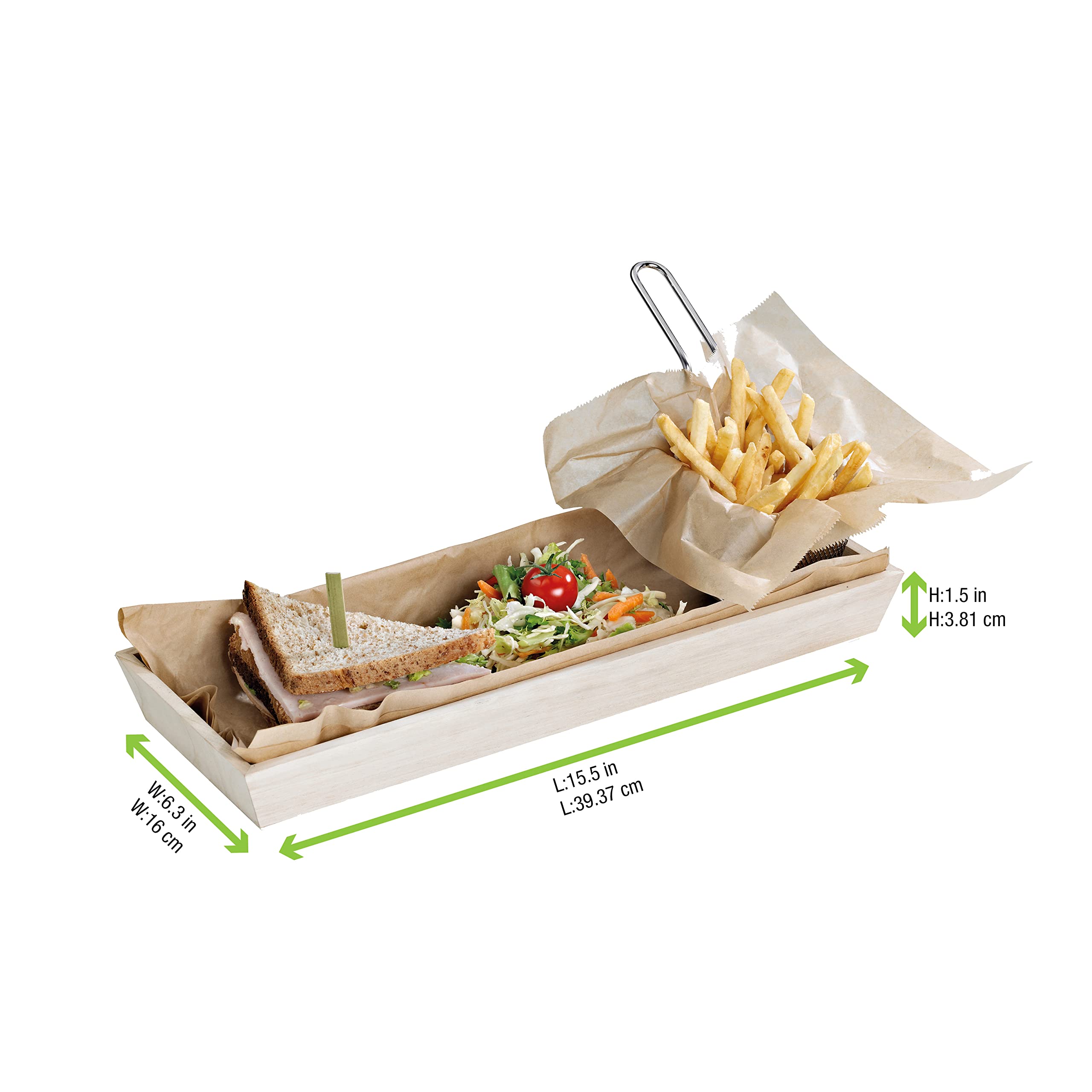 PACKNWOOD 210 Wood Tray - 15 Heavy Duty Biodegradable Wooden Serving Trays (17x7.5x1.5in) - 10 Pack - Perfect for Snacks, Appetizers, Cheese Boards & Party Serving - Eco-Friendly Tableware for Home, Restaurants & Events