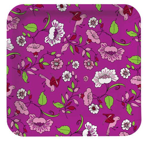 8-Pack Square Paper Dessert Plates with Tropical Plumeria Design - Perfect for Birthday Parties, Baby Showers & Summer Picnics
