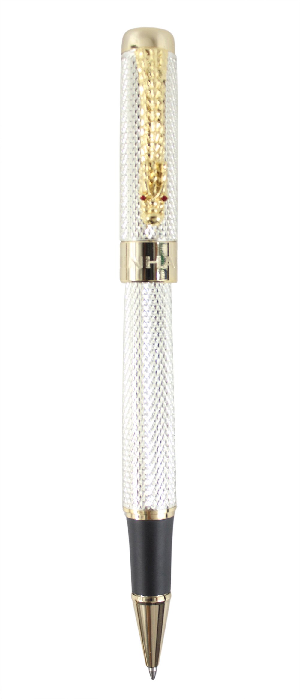 Premium Silver Eastern Dragon Clip Embossing Rollerball Pen with Gift Box - Elegant Writing Instrument for Business, Gifting & Calligraphy | Office, Wedding & Special Occasion Use