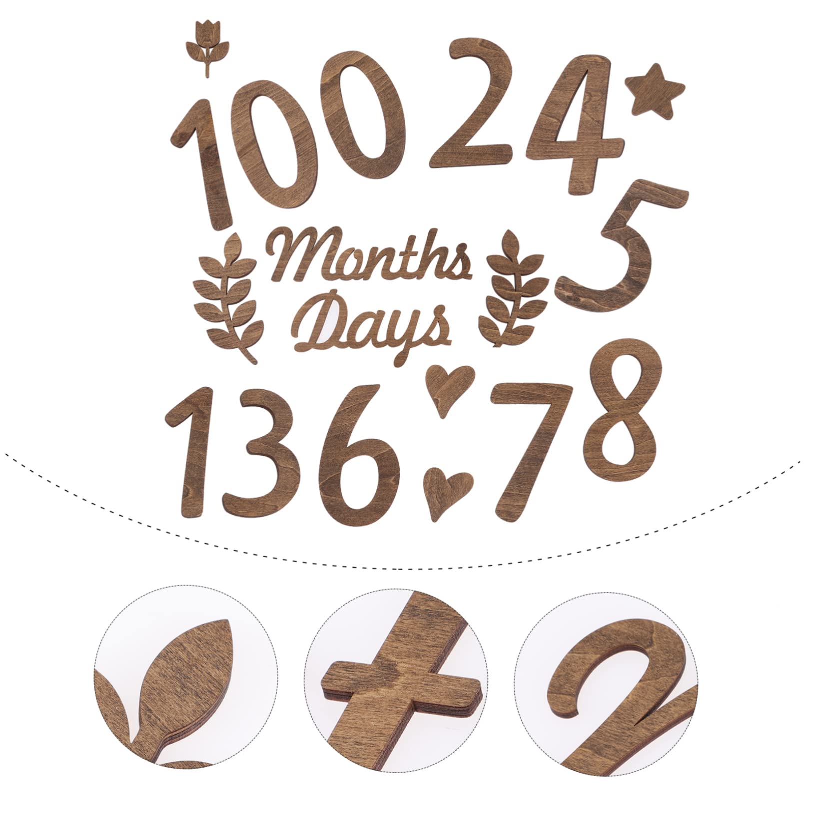 VICASKY 5 Sets Elegant Wooden Baby Milestone Cards - Newborn Photo Props, Baby Shower Decorations & First Birthday Party Signs - Perfect for Monthly Growth Photos, Nursery Decor and Gender Reveal Parties