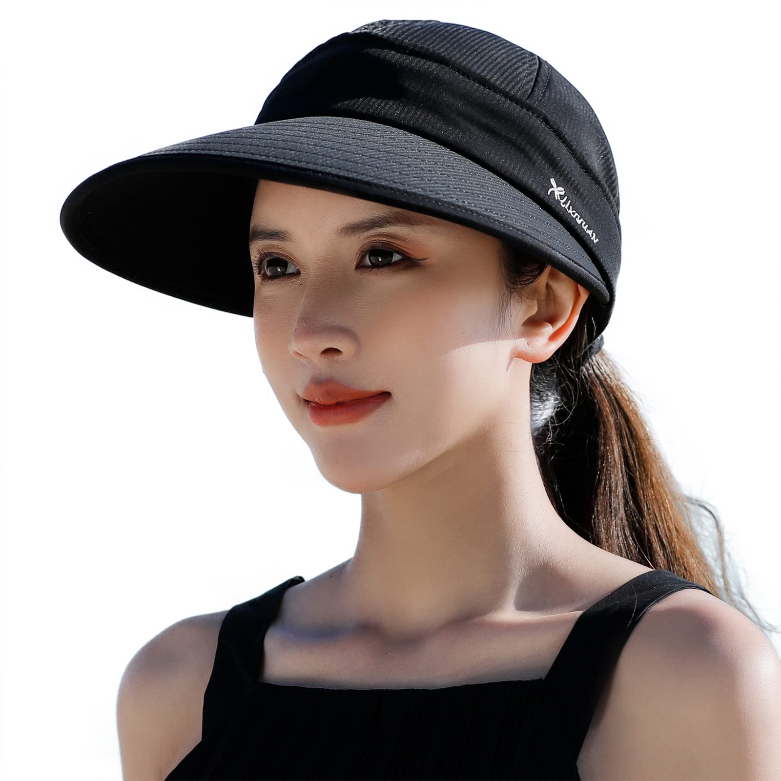 Women's Wide Brim Sun Visor Hat - UV Protection for Golf, Tennis, Beach & Outdoor Sports | 2-in-1 Adjustable Design for Sun Safety & Style