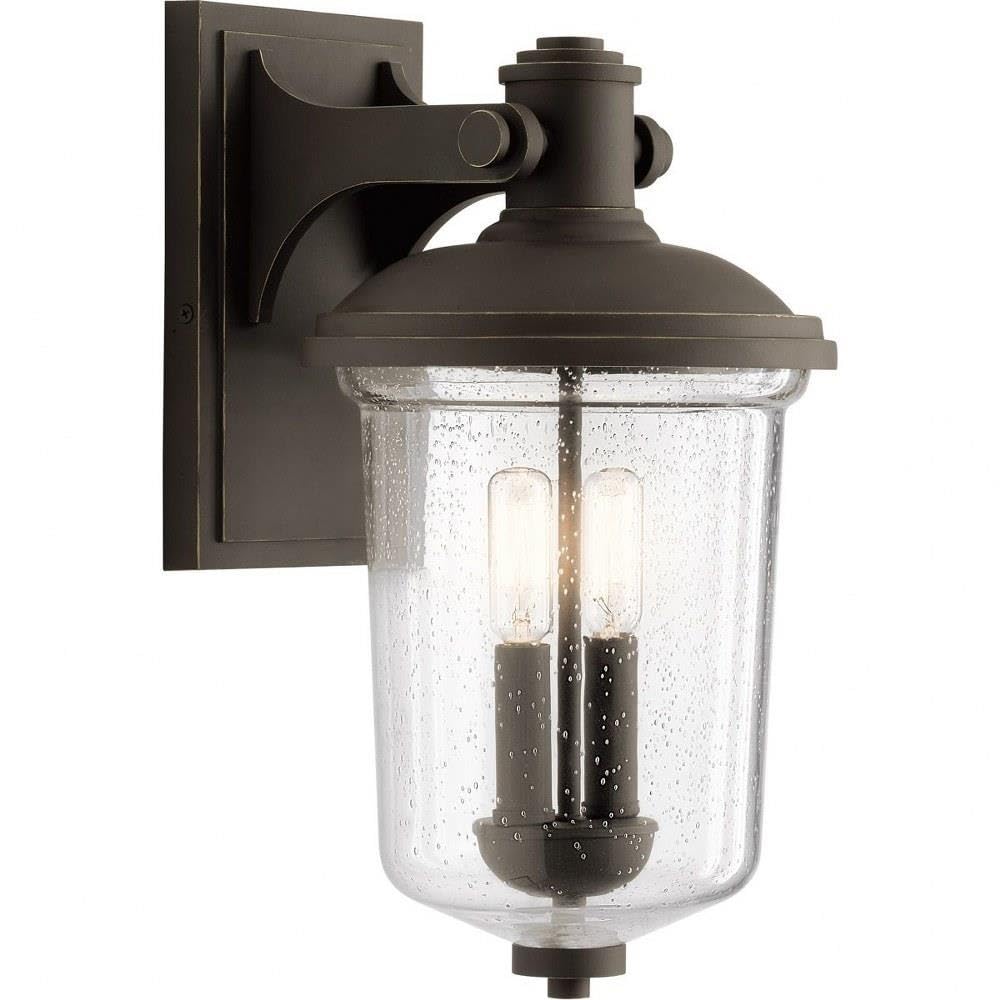 Kichler Harmont 16 Inch Single Light Wall Sconce with Clear Seeded Glass in Olde Bronze Finish - Perfect for Bedroom, Hallway, and Entryway Lighting