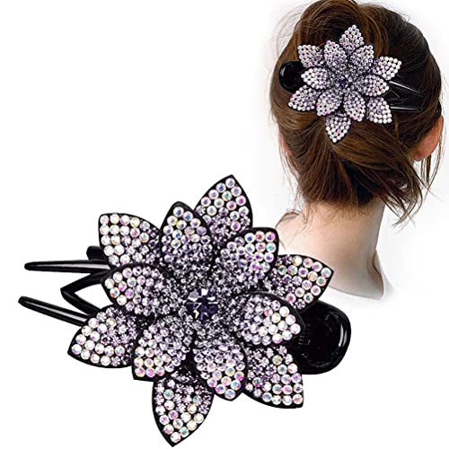 Sparkling Rhinestone Flower Hair Clips for Women - Elegant Crystal Hairpins & Brooches for Bridal, Prom, Party Hairstyles - Shimmering Hair Accessories for Girls & Women (Wedding, Date Night, Special Occasions)