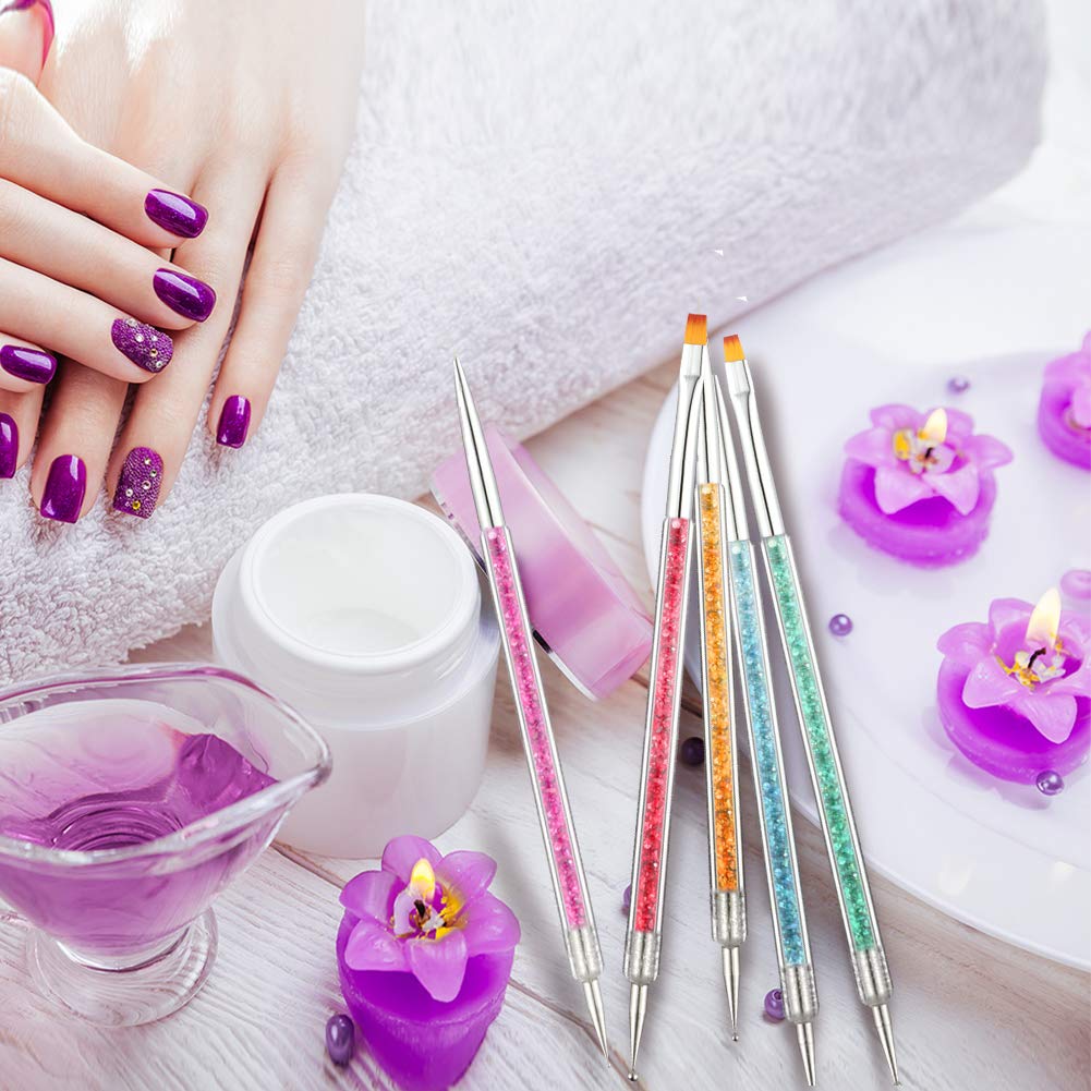 Bohoman 17 Pcs Acrylic Nail Brush Set - UV Gel Nail Art Painting Brushes, Builder Brush & Dotting Pens for Professional Manicures - Perfect for Salon, Home DIY & Nail Art Enthusiasts
