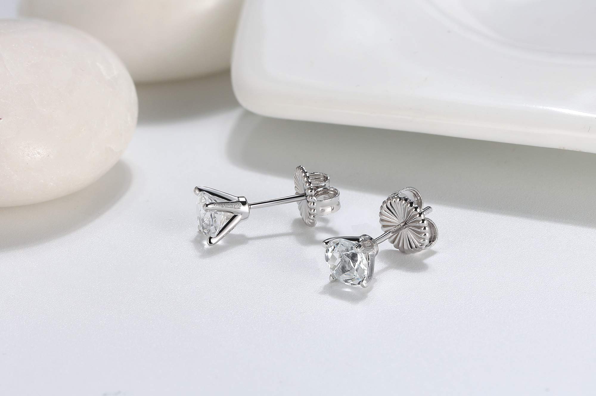 Ginger Lyne Amore Solitaire Stud Earrings for Women – 2 Ct or 4 Ct Moissanite Earrings, Classic Fashion Jewelry Gift for Her | Perfect for Weddings, Anniversaries & Special Occasions