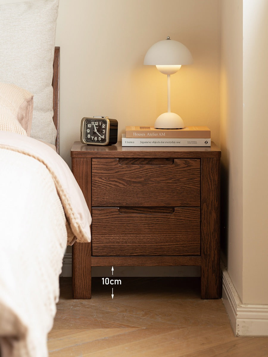 Solid Oak Wood Nightstand - Scandinavian Modern Bedside Table for Bedroom, Living Room & Nursery - Stylish & Durable Storage Solution
