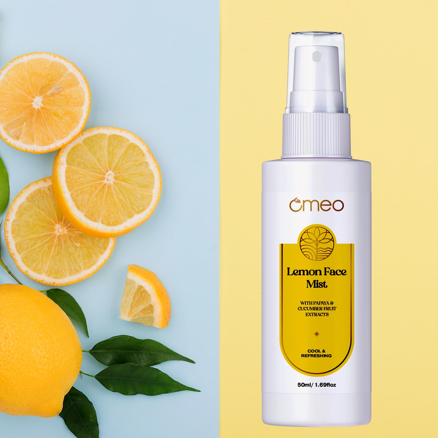 Omeo Lemon Face Mist - 50ml Hydrating Facial Spray for Dry Skin, Refreshing & Soothing, Perfect for Travel, Gym & Daily Skincare Routine