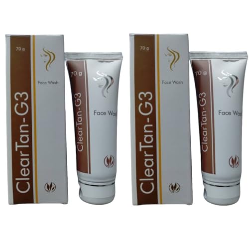 Clear Tan G3 Face Wash 70g (Pack of 2) - Brightening & Exfoliating Facial Cleanser for Glowing Skin | Perfect for Daily Skincare Routine & Travel