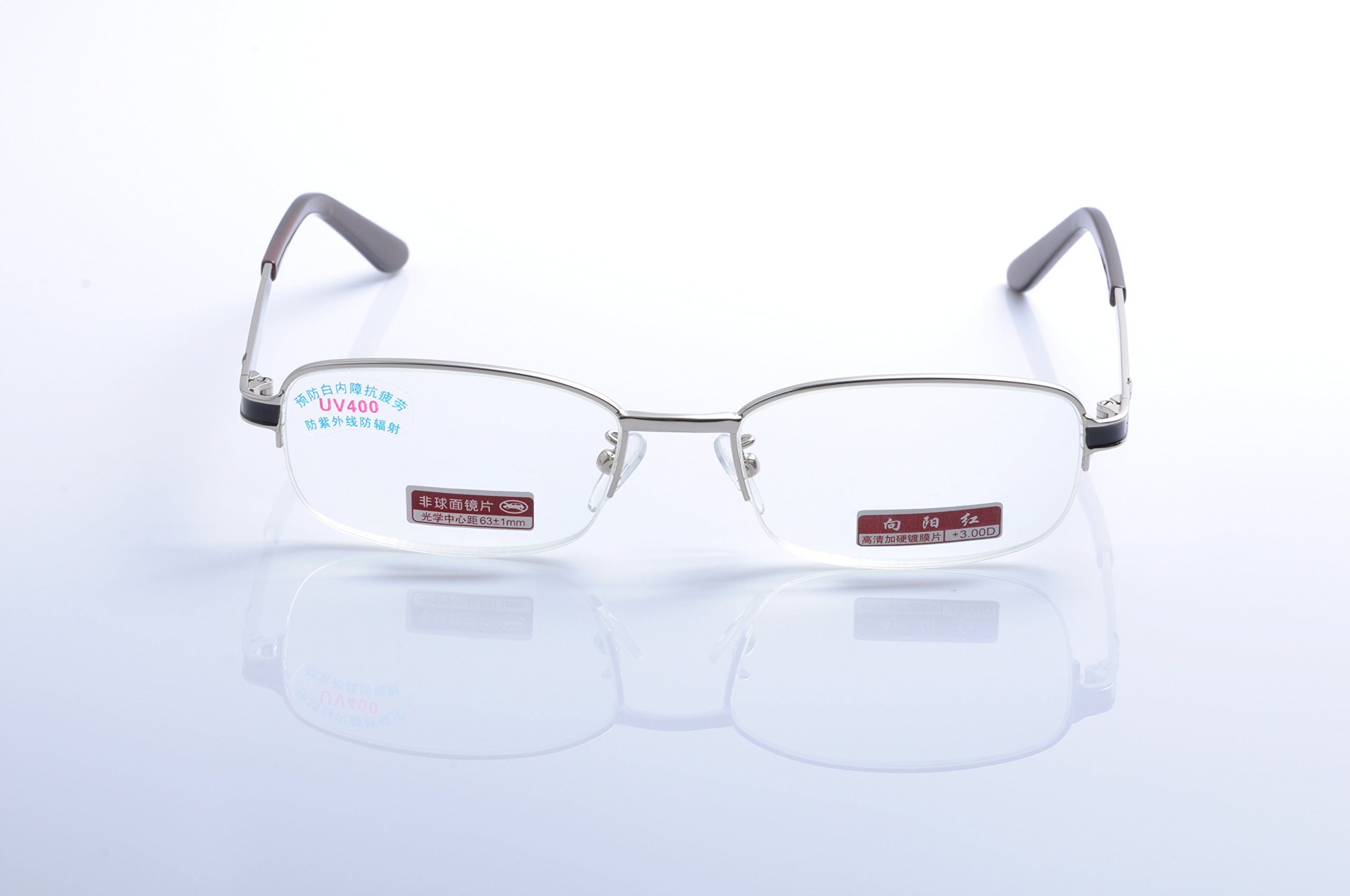 Premium Metal Half Frame Reading Glasses for Men & Women - Lightweight Blue Light Blocking Computer Glasses for Office Work, Reading, and Screen Use