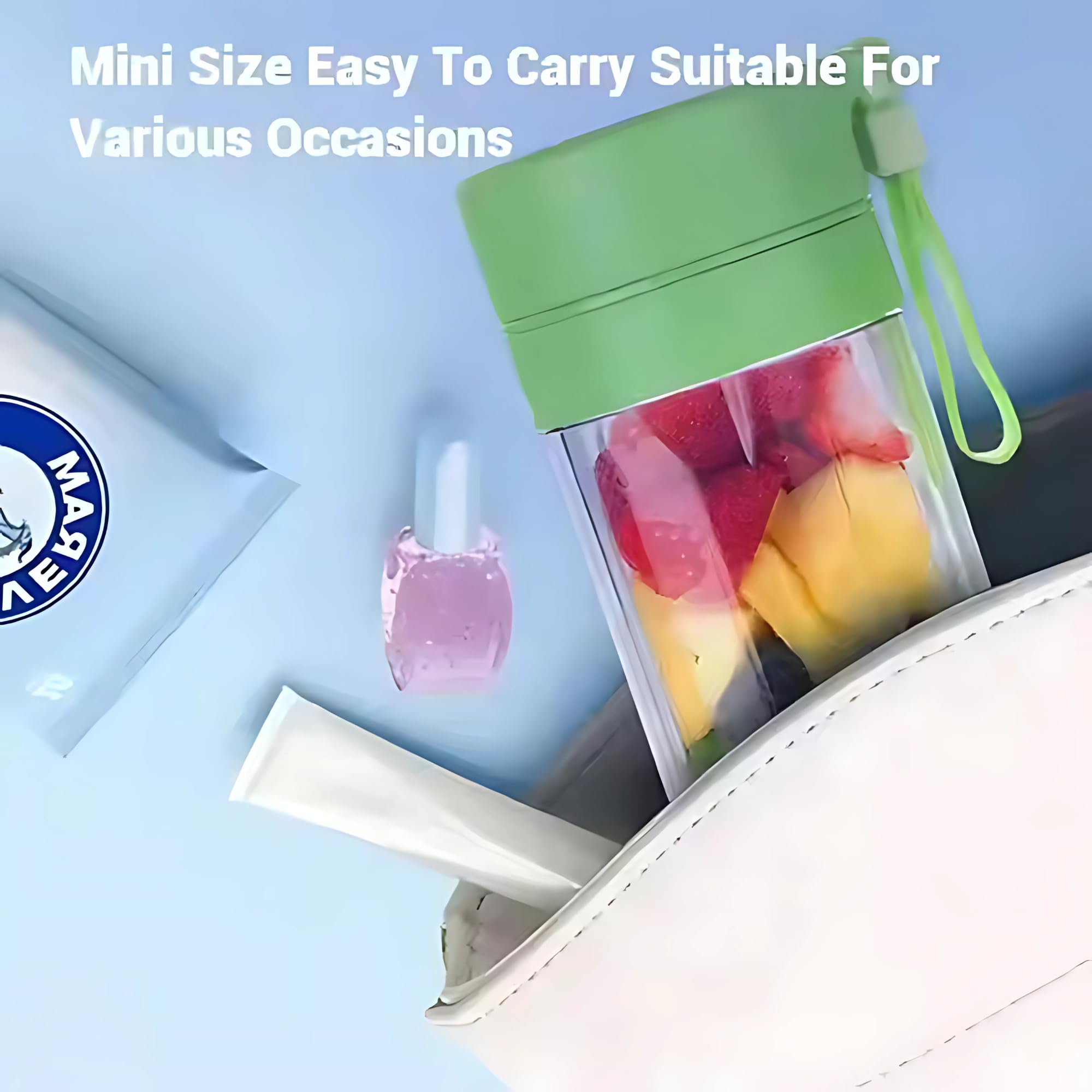 Portable USB Rechargeable 12 Oz Handheld Blender - Compact Travel Size with Powerful Motor for Smoothies, Protein Shakes, Baby Food & Juicing - Ideal for Kitchen, Camping, Gym & On-the-Go Blending