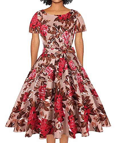 Short Sleeve - Floral Brown Red