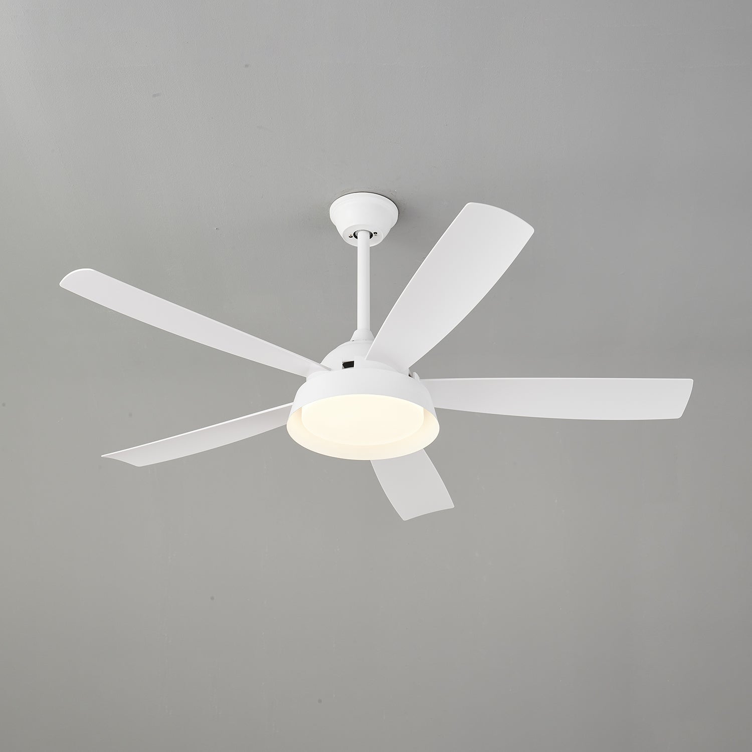Elysian Ceiling Fan with Light Kit - 52 Inch Modern Flush Mount Fan - Quiet Reversible Motor - Energy Efficient LED Light - Perfect for Bedroom, Living Room & Home Office