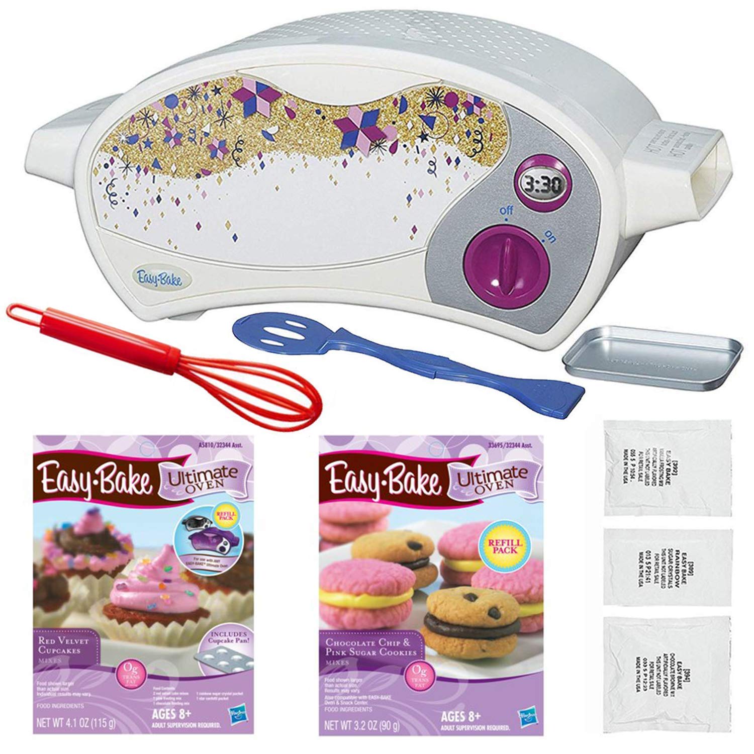 Easy Bake Oven Ultimate Star Edition with Red Velvet Cupcakes & Chocolate Chip Cookies Refill Kit - Includes Mini Whisk for Kids Baking Fun | Perfect Birthday Gift for Girls & Holiday Baking Activities