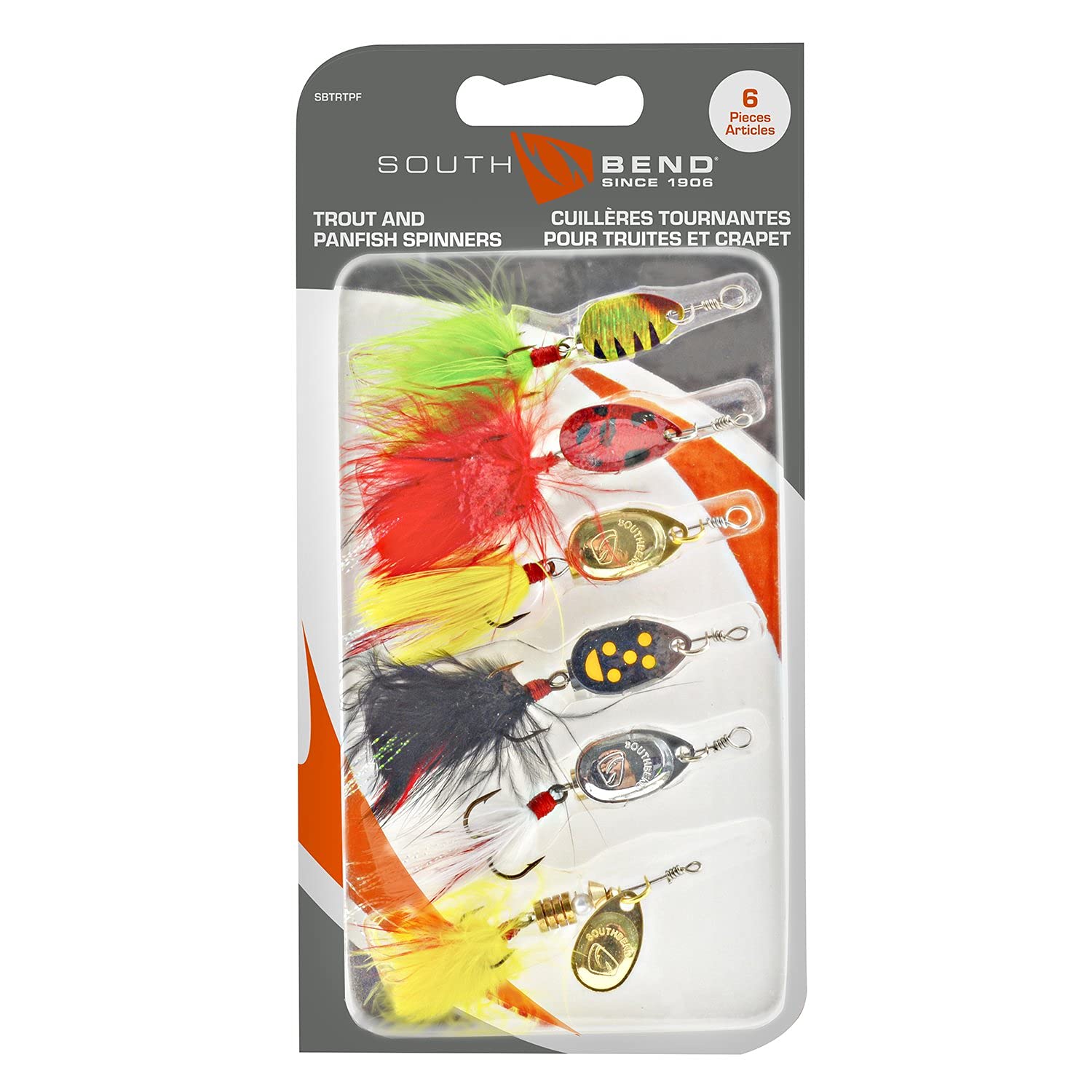 South Bend Trout Panfish Spinner Kit - 6-Pack Brass Blade Fishing Lures for Freshwater Bass & Trout | Premium Spinner Baits for Anglers | Perfect for River, Lake & Stream Fishing