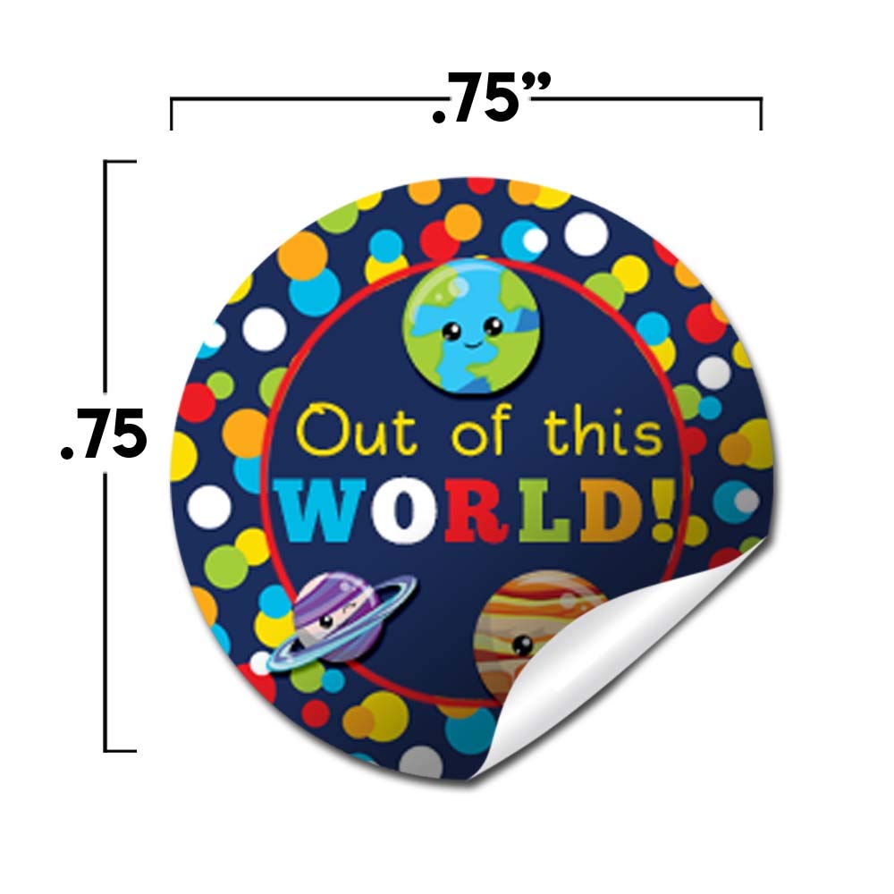 Amanda Creation Outer Space Planets Birthday Party Stickers - 300 Round 0.75