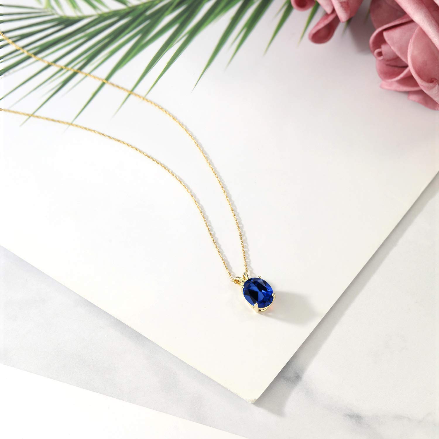 14K Yellow Gold 10X8MM Oval Birthstone Pendant Necklace for Women | Personalized Gemstone Jewelry with 18