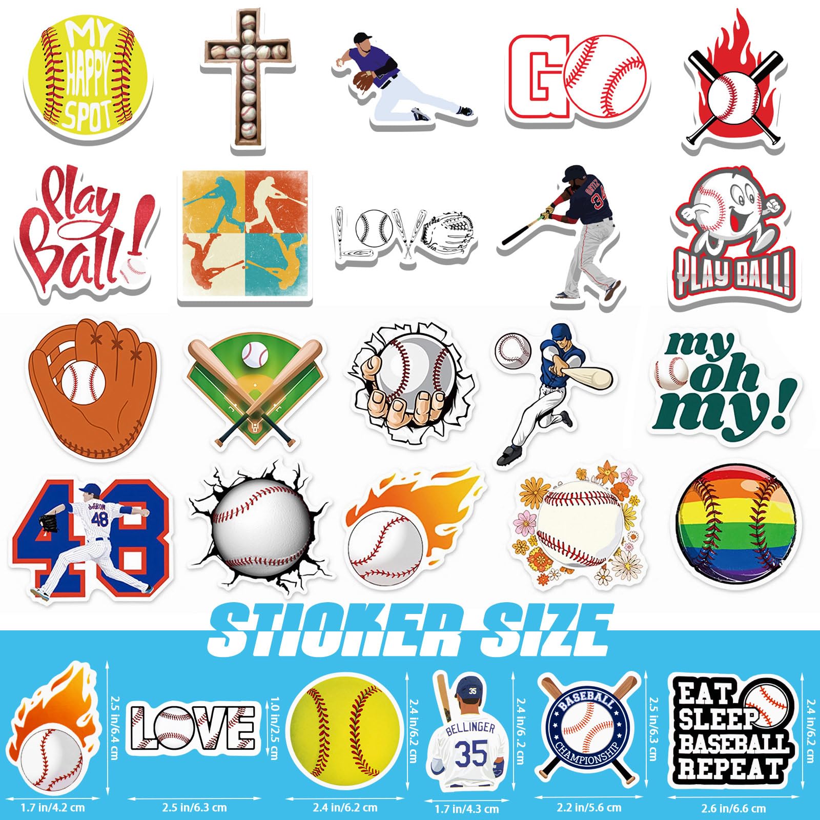 150PCS Baseball Stickers - Waterproof Vinyl Decals for Water Bottles, Helmets, Laptops, Posters & Scrapbooks - Perfect for Sports Fans, Teens & Kids - Great for DIY Crafts, School Projects & Party Decorations