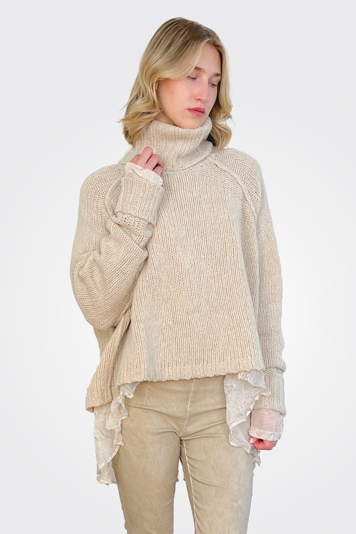 Cozy Boxy Knit Sweater in Bone Melange - Soft Oversized Pullover for Women | Perfect for Fall & Winter Layering, Casual Outfits & Coffee Dates