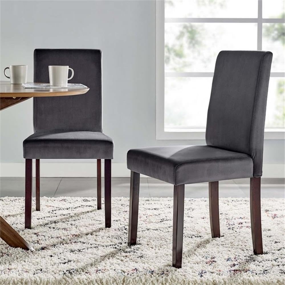 Modway Prosper Upholstered Velvet Dining Chairs Set of 2 - Modern Gray Velvet Side Chairs for Dining Room, Kitchen, Breakfast Nook & Home Decor
