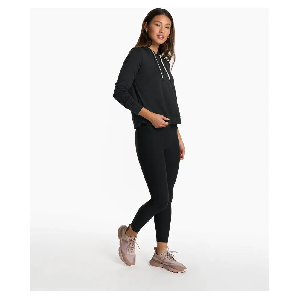 Vuori Women's Halo Essential Hoodie - Soft Fleece Pullover Hooded Sweatshirt for Yoga, Running & Lounge Wear - Black Heather