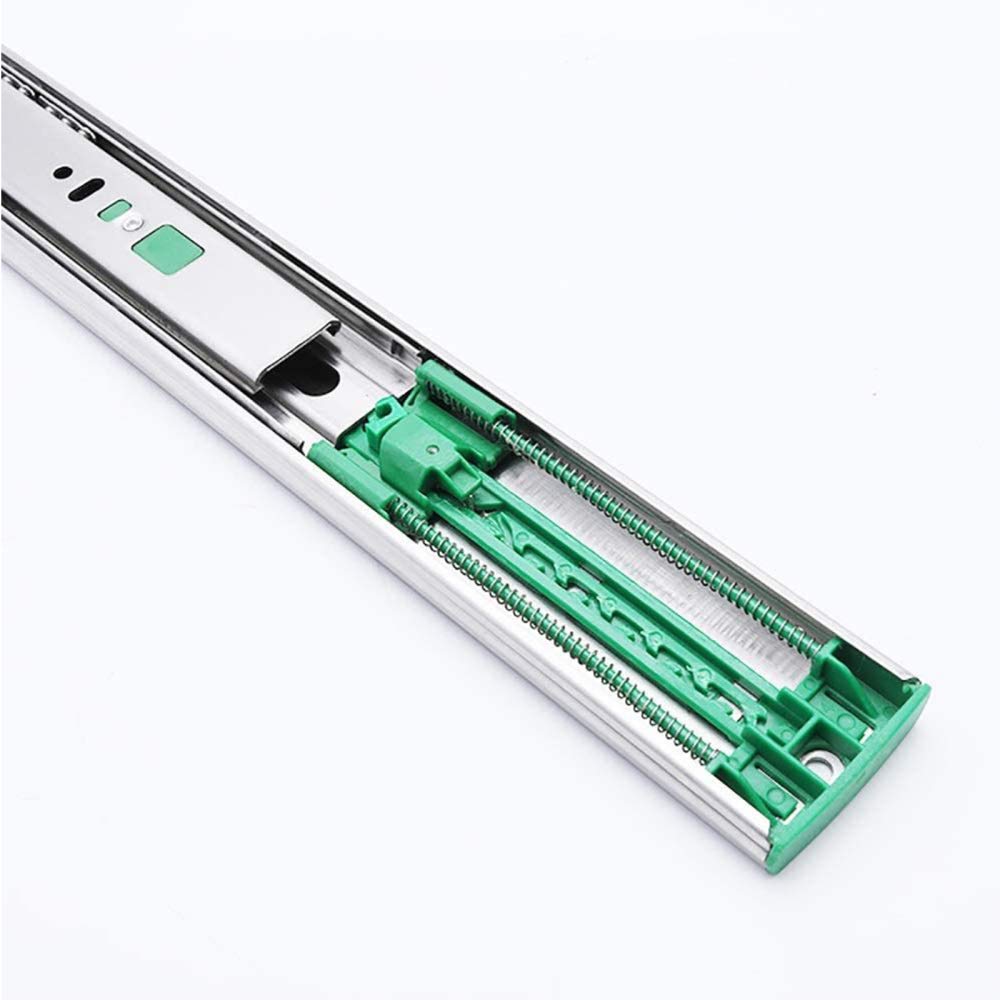 Stainless Steel 10 Inch Drawer Slides with Soft Close Damping - Heavy Duty 3 Section Ball Bearing Rails for Computer Desks, Cabinets & Furniture - Quiet Smooth Gliding Motion (Silver)