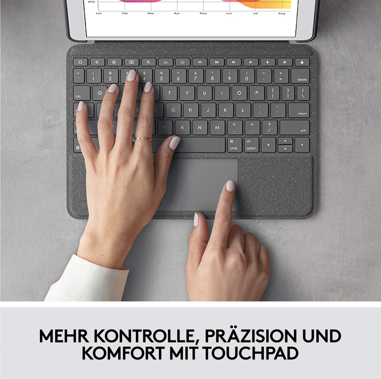 Logitech Combo Touch Keyboard Case for iPad 7th/8th/9th Gen - Backlit Keyboard with Precision Trackpad, Smart Connector, German QWERTZ Layout - Black | Perfect for Work, Study & Creative Projects