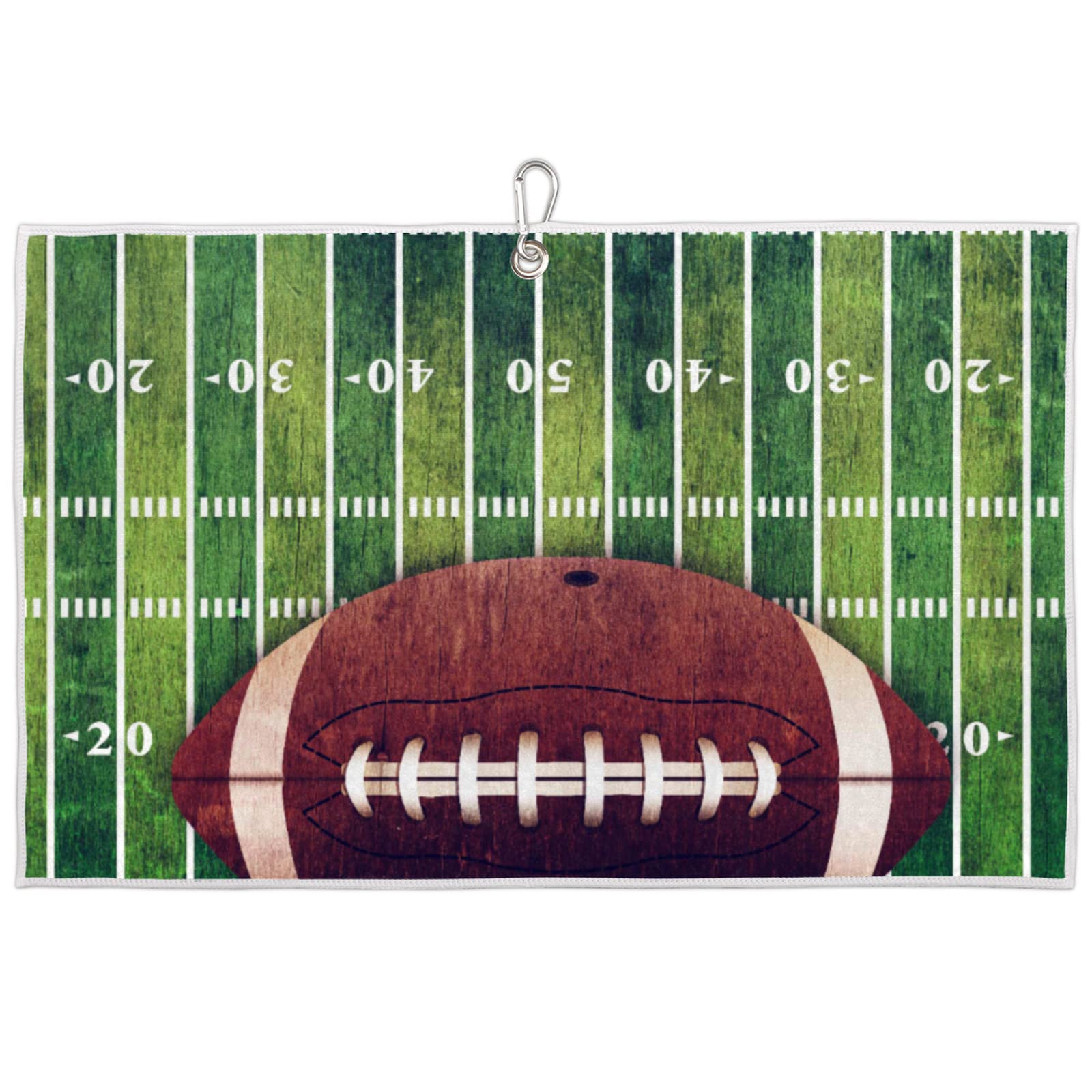 Premium American Football Design Microfiber Golf Towel - Tri-Fold Sports Towel with Heavy Duty Carabiner Clip for Men & Women - Perfect for Golf Courses, Tailgating, and Sports Events