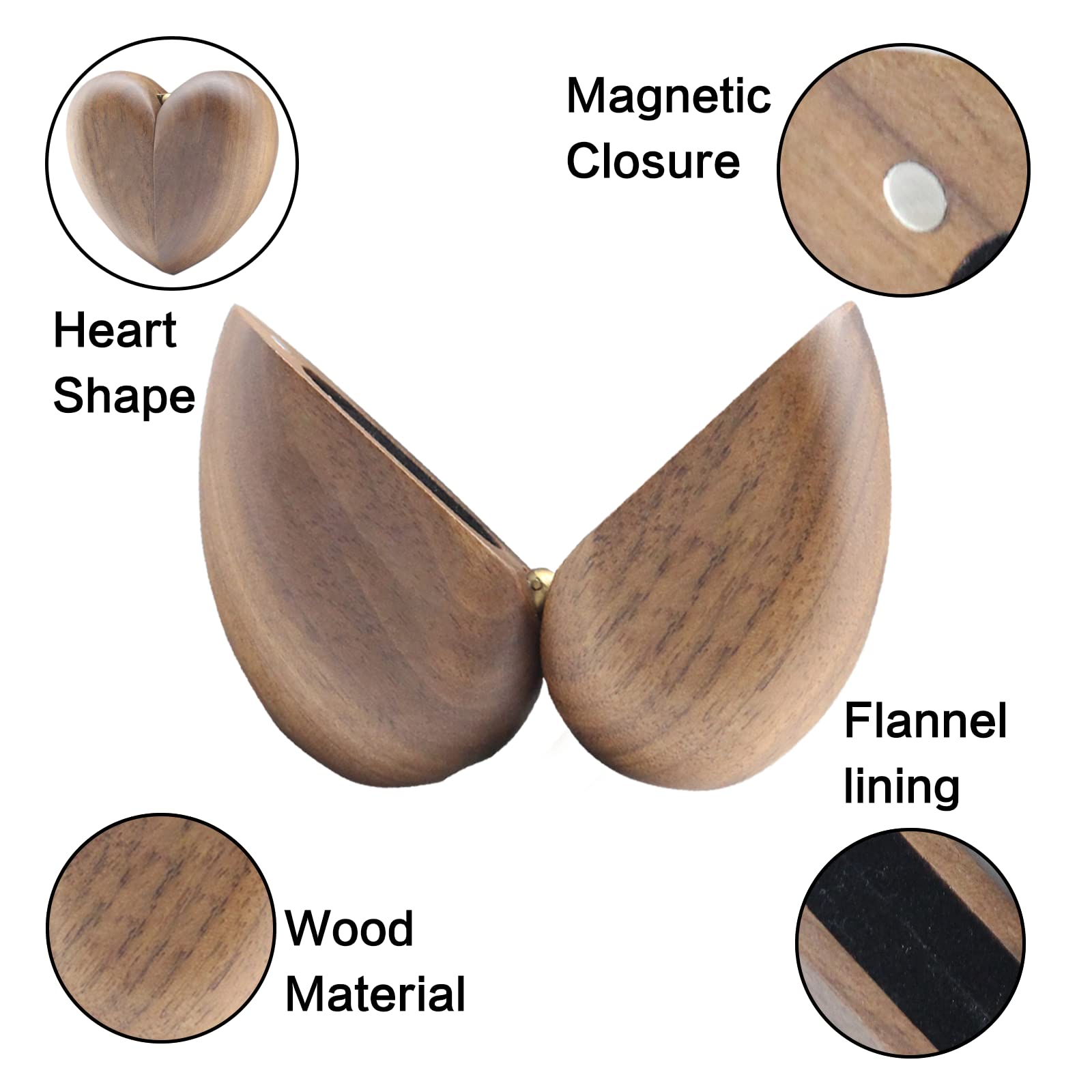 Custom Heart-Shaped Wooden Ring Box - Proposal & Wedding Gift