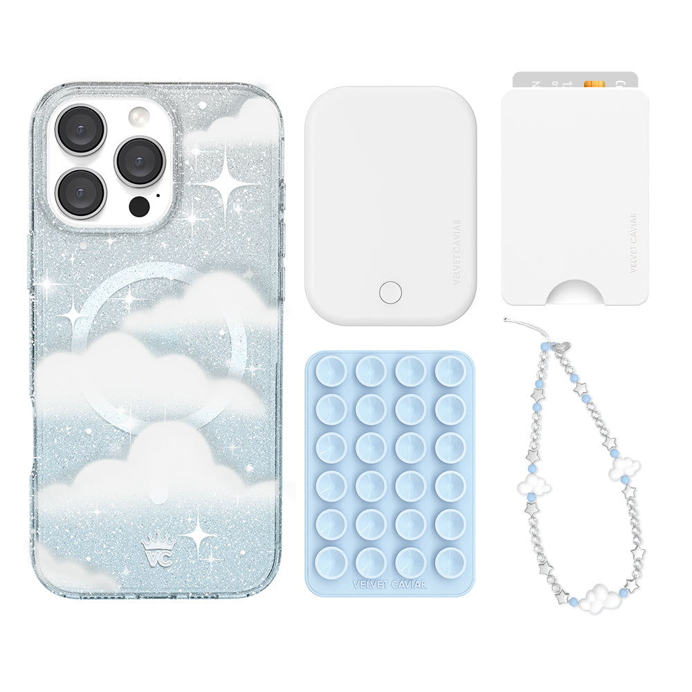 In The Clouds Stardust iPhone Wallet Case with Card Holder - Slim Protective Phone Cover for iPhone 13/14/15 Pro Max - Perfect for Travel, Shopping & Everyday Use
