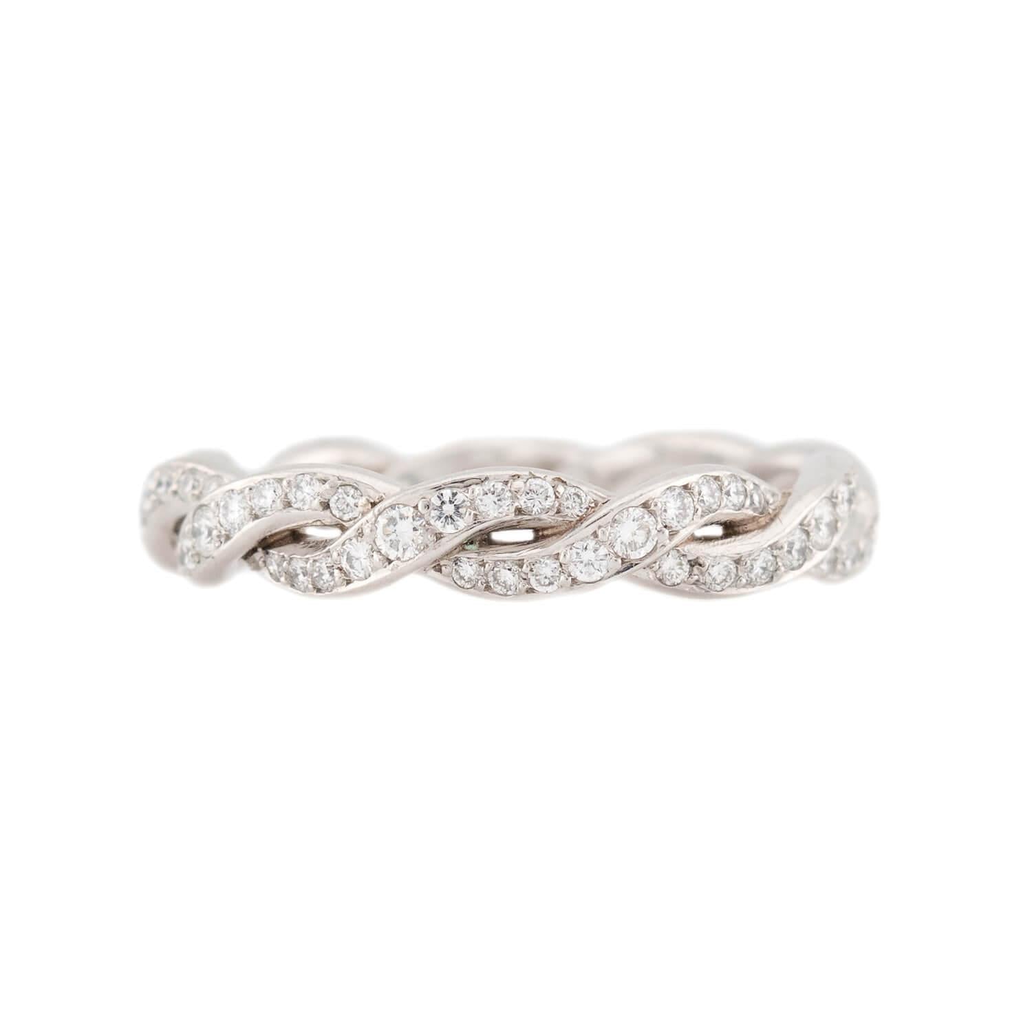 Platinum Diamond Braided Wedding Band for Women - Elegant Estate Jewelry for Engagement, Anniversary & Special Occasions