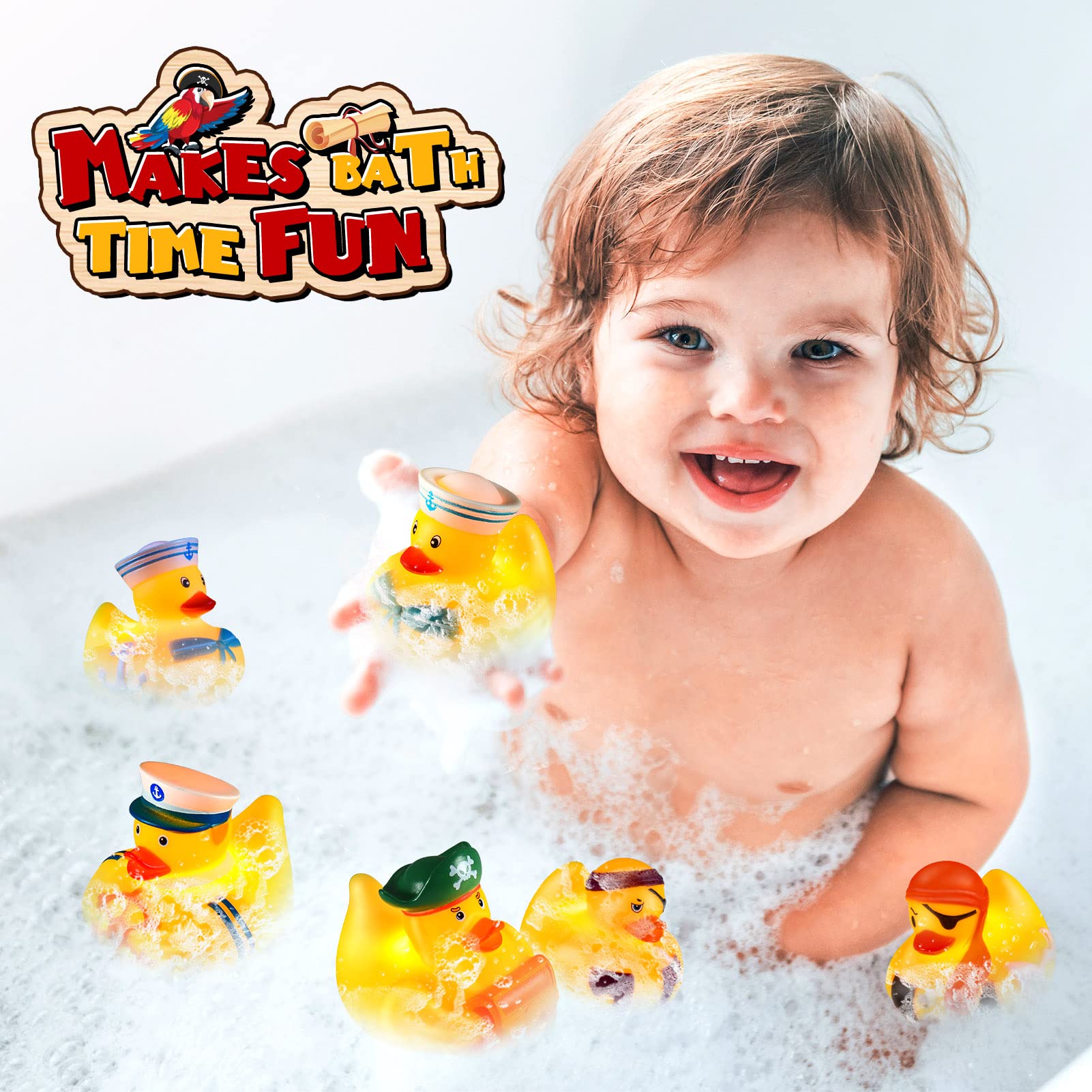 Light Up Rubber Duck Bath Toys for Kids 1-5 Years - Sensory Bath Time Fun