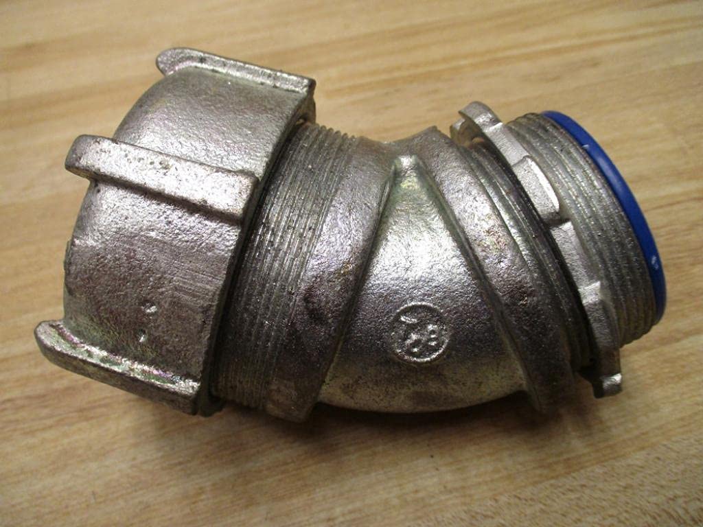 2 Inch Malleable Iron Angled Threaded Liquidtight Connector - Heavy Duty Electrical Conduit Fitting for Industrial and Commercial Use