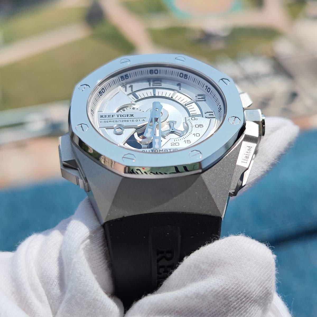 REEF TIGER Luxury Men's Automatic Mechanical Sports Watch - Stainless Steel Chronograph, Waterproof, Date Display RGA92S7 - Perfect for Business, Casual & Outdoor Activities