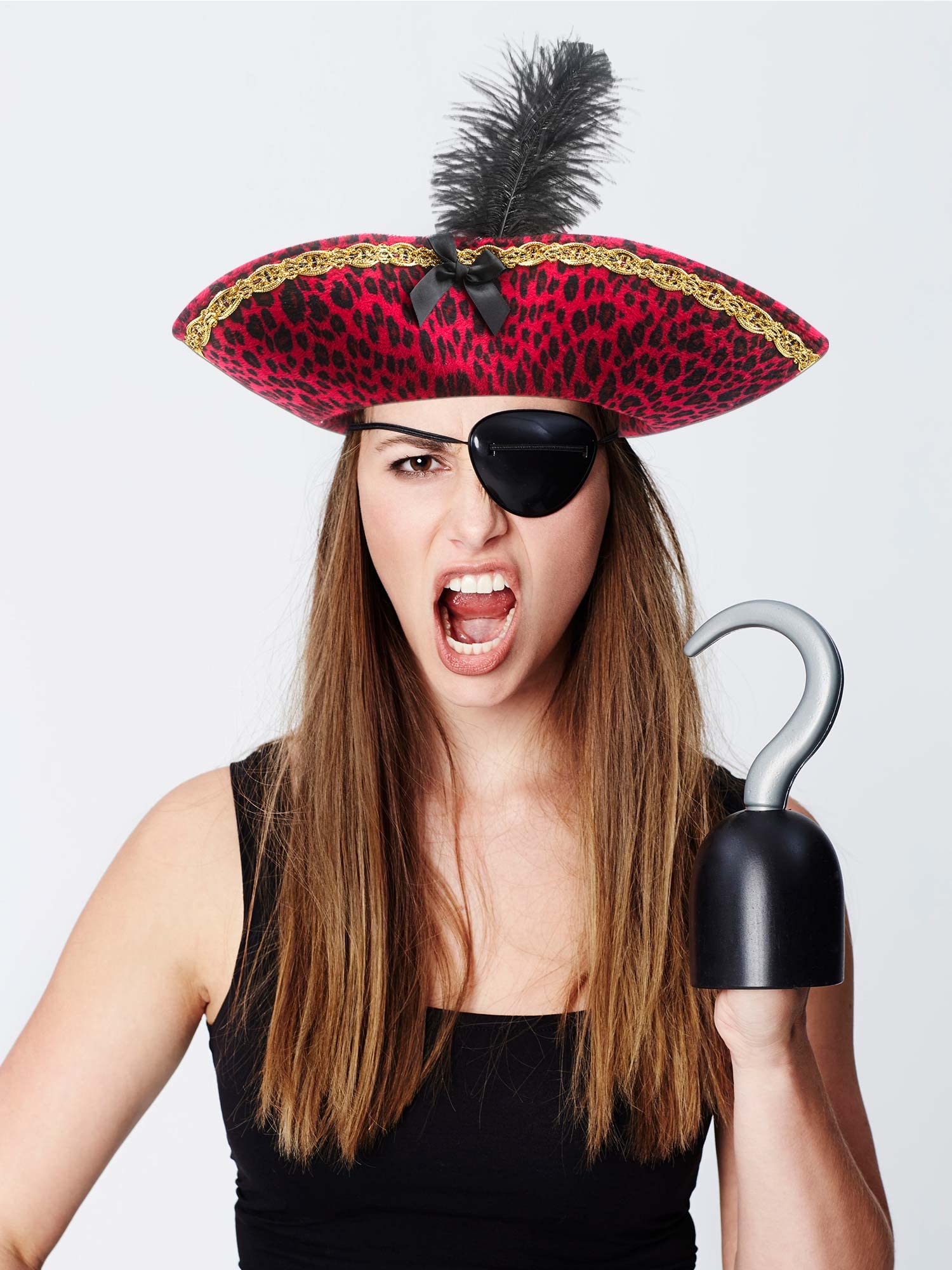 2 Pack Pirate Tricorn Hat with Feather - Caribbean Buccaneer Costume Hat for Women, Halloween Cosplay, Pirate Theme Party & Renaissance Faire Accessories (Perfect for Dress Up, Role Play & Historical Reenactments)