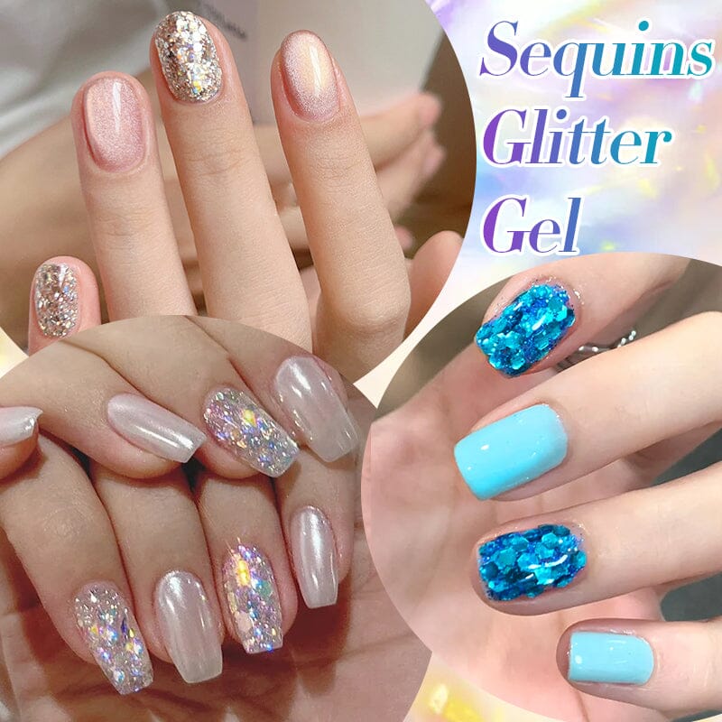 Glitter Sequins Gel Nail Polish - 10ml (SG05, SG16) - Long Lasting Shine for Manicures & Pedicures - Perfect for Parties, Weddings & Special Occasions