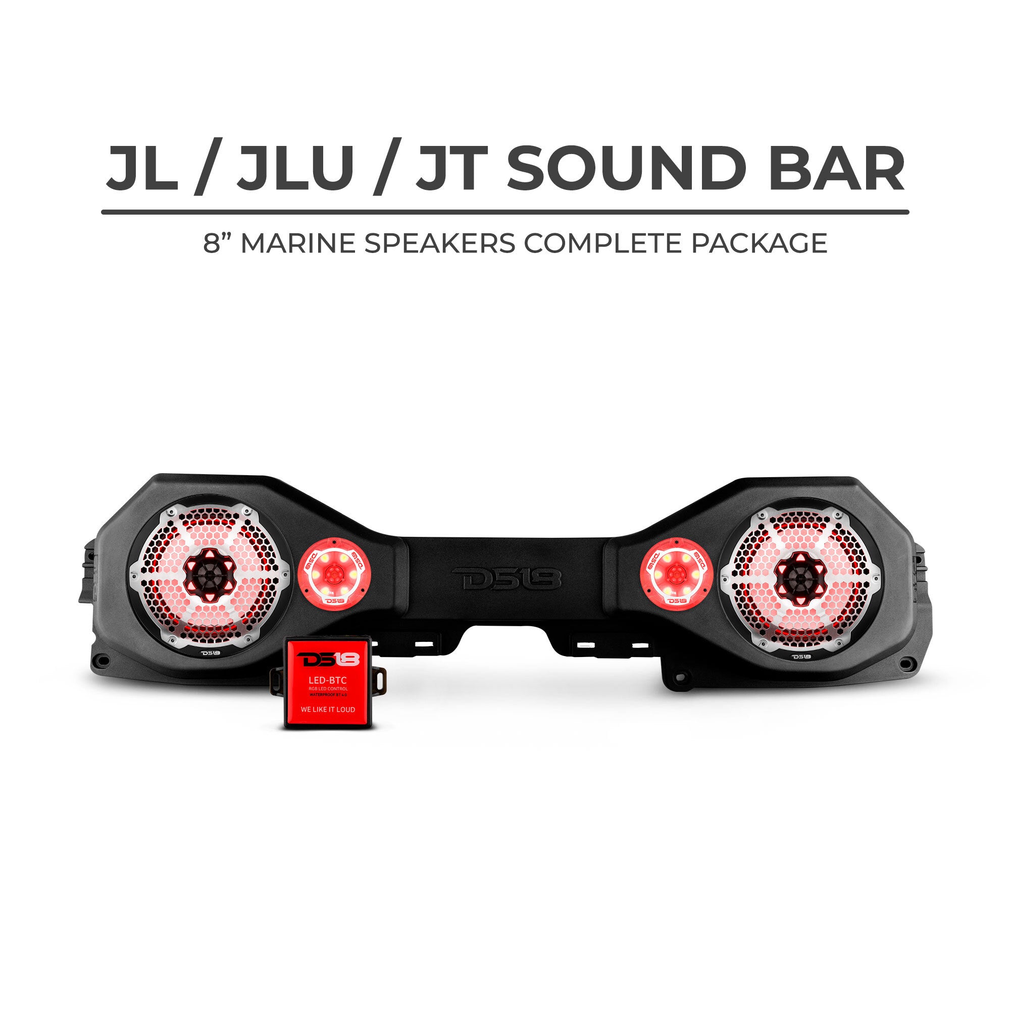 DS18 Jeep JL JLU JT Plug & Play Sound Bar Speaker System Upgrade Kit - Premium Audio for Off-Road & Daily Driving
