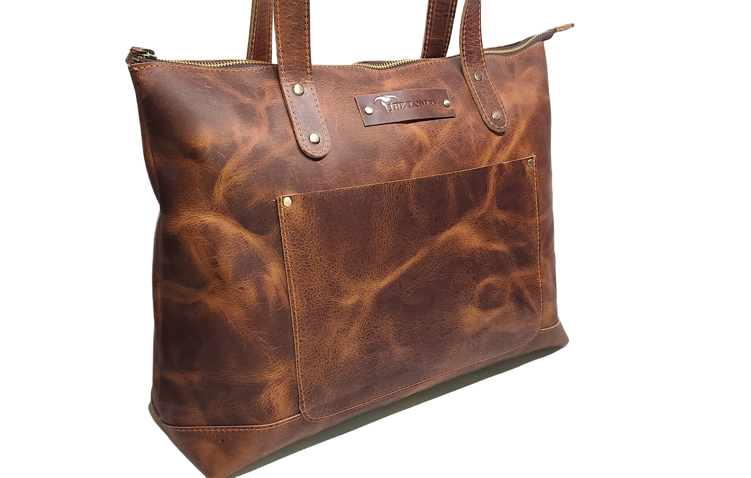 Premium Genuine Full Grain Leather Shoulder Tote Bag for Women - Stylish & Durable Handbag for Work, Travel & Everyday Use