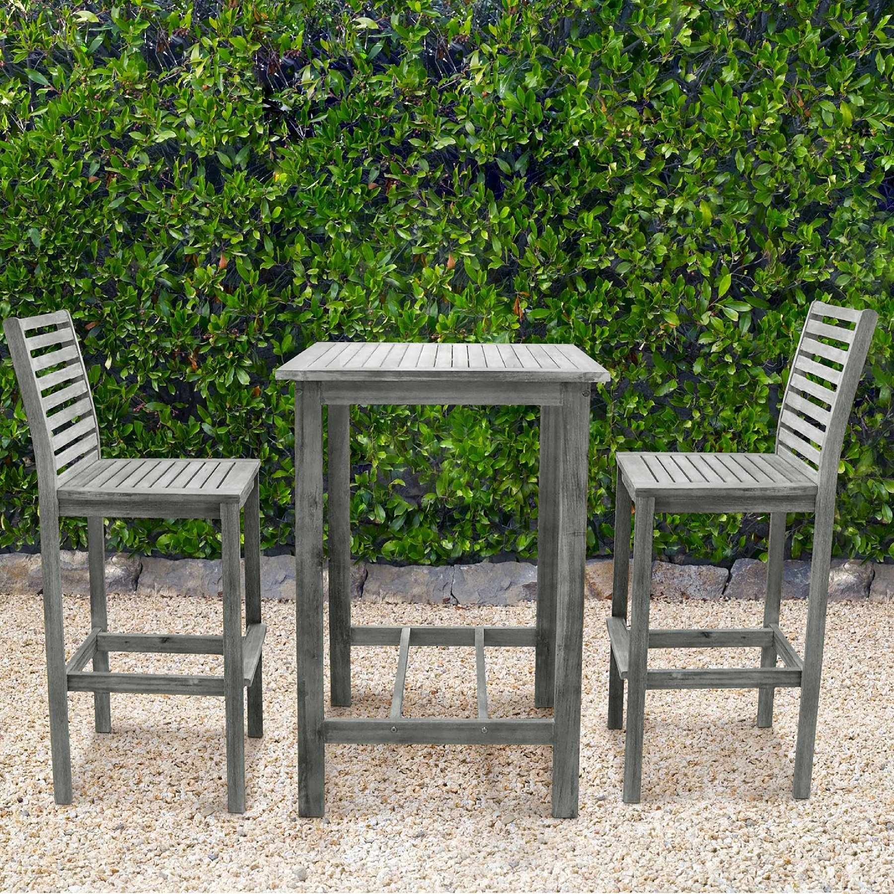 Vifah 1355SET2 Renaissance 3-Piece Patio Bar Set with Stools - Outdoor Dining & Entertaining Furniture for Garden, Deck, or Backyard