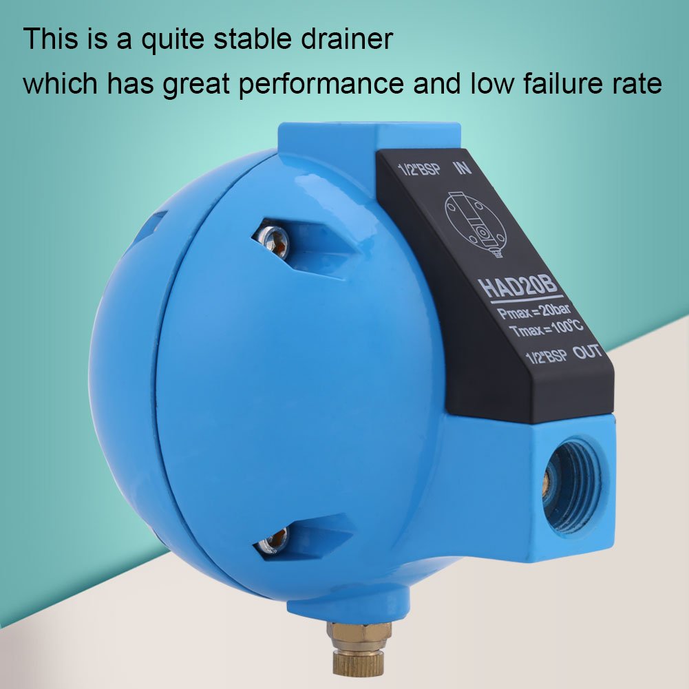 1/2BSP Round Float Drain Valve HAD20B - 400L/H 20Bar Automatic Condensate Drain for Compressed Air Systems | Industrial Air Compressor, HVAC & Pneumatic Equipment Use