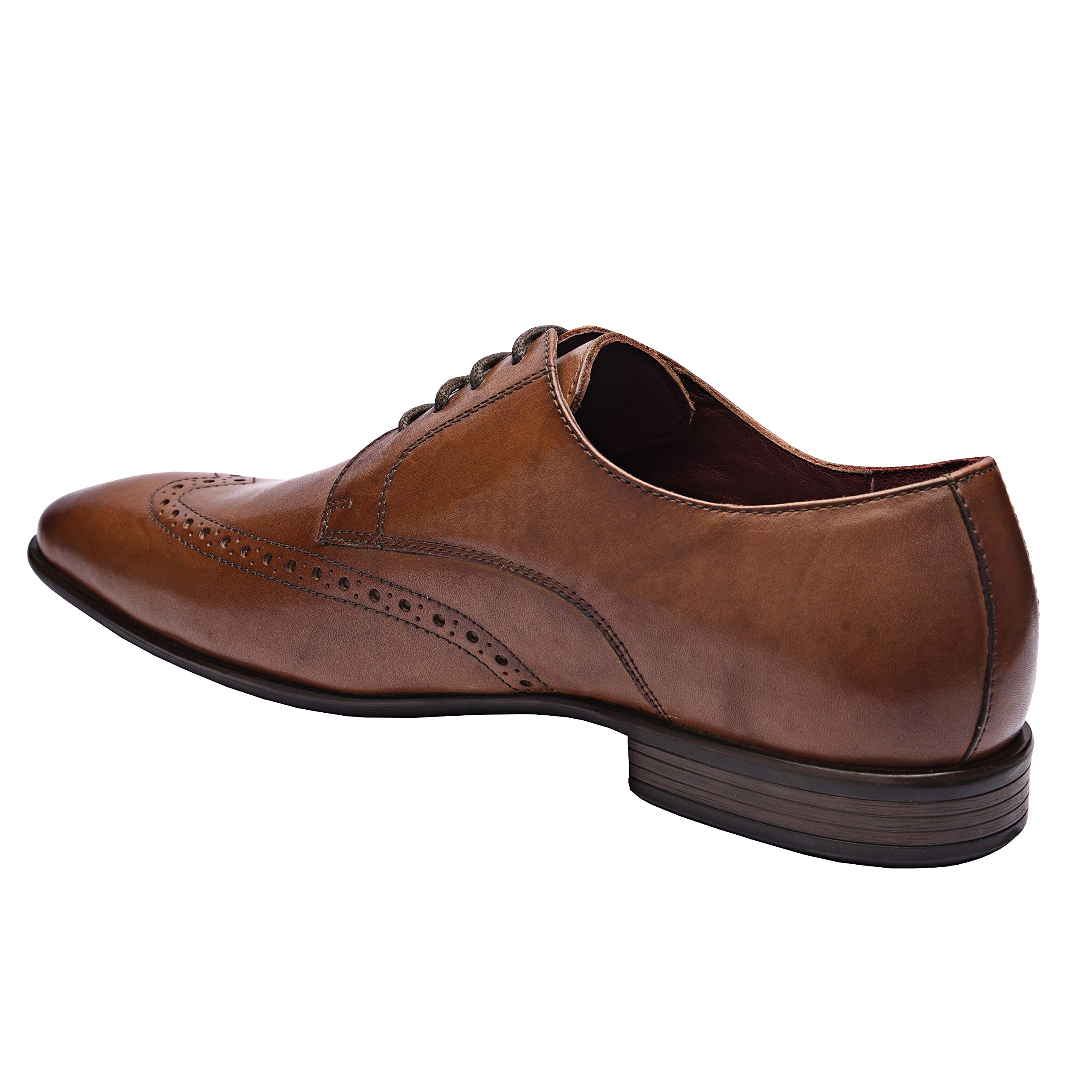 Andre Genuine Leather Men's Wingtip Oxford Dress Shoes - Lace Up Low Heel TPR Sole for Business & Formal Wear - Comfortable Office & Wedding Shoes