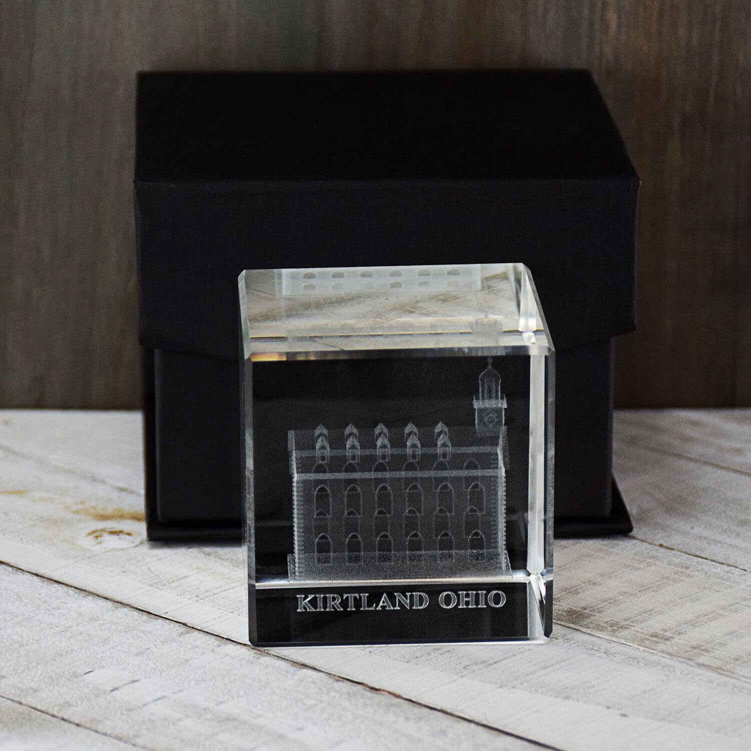 Crystal Cube Desk Decor by Ringmasters | Elegant LDS Temple Paperweight for Office & Home | Christian Gift & Spiritual Decor (Kirtland Ohio) - Perfect for Work Desks, Bookshelves & Meditation Spaces