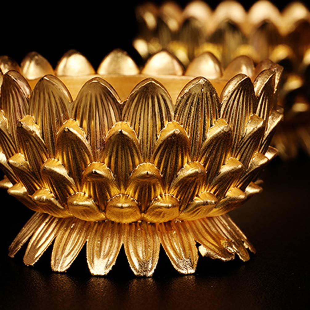 2Pcs Golden Brass Ghee Lamp Holders - Votive Candle Holders & Oil Lamps for Buddha Altar, Home Decor, Table Centerpiece, Meditation Space & Yoga Room Accessories