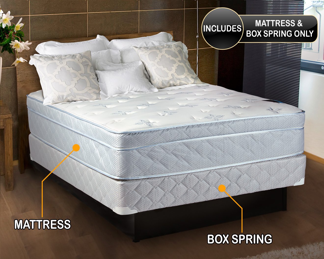 Nature Sleep Plush Eurotop Full Mattress Set - Orthopedic Support for Back Pain Relief, Perfect for Bedroom Comfort
