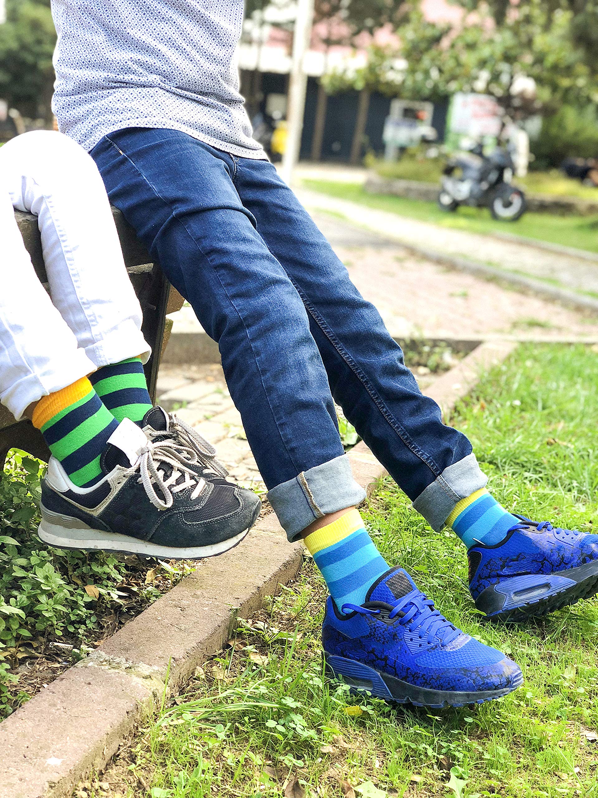 Kids 5-Pair Cotton Crew Socks - Colorful Fun Dress Socks Gift Set for Boys & Girls | School, Party & Everyday Wear