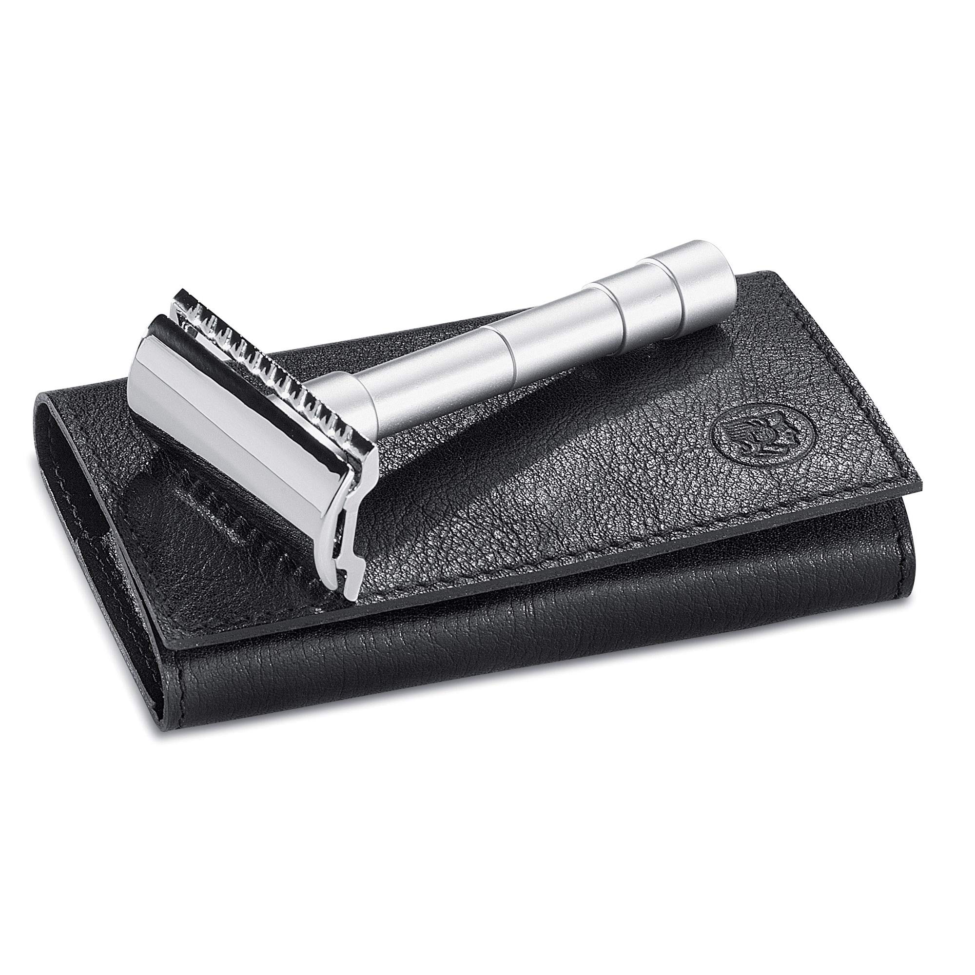 Merkur Double Edge Safety Razor with 5 Premium Blades - Travel Friendly & Durable for Men's Shaving - Perfect for Business Trips & Vacation Grooming Kits