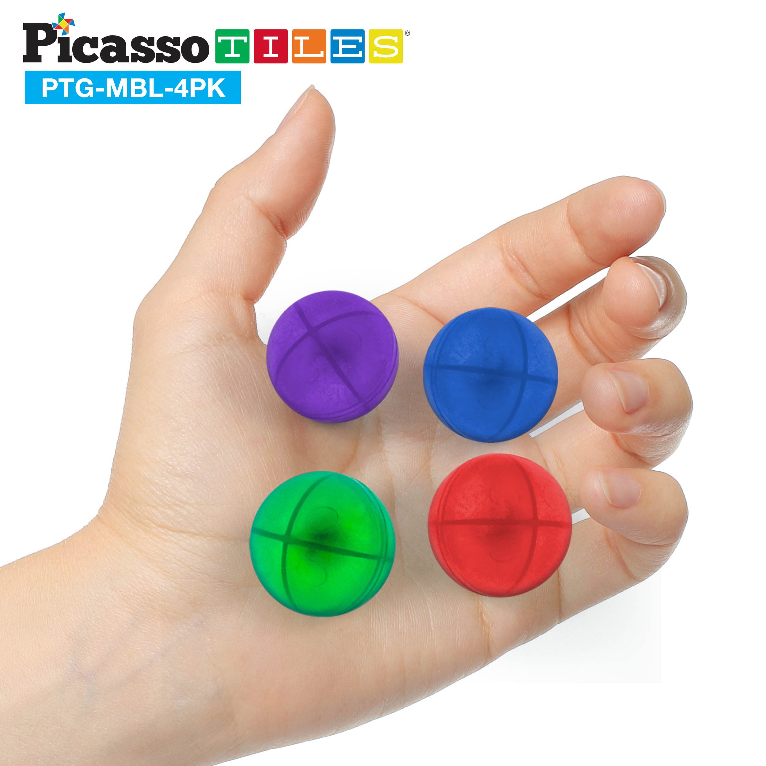 PicassoTiles 4-Piece Marble Run Set for Magnetic Building Blocks - STEM Educational Construction Toy with Race Track & Maze for Boys & Girls Ages 3+ - Perfect for Creative Play, Early Learning & Family Game Nights
