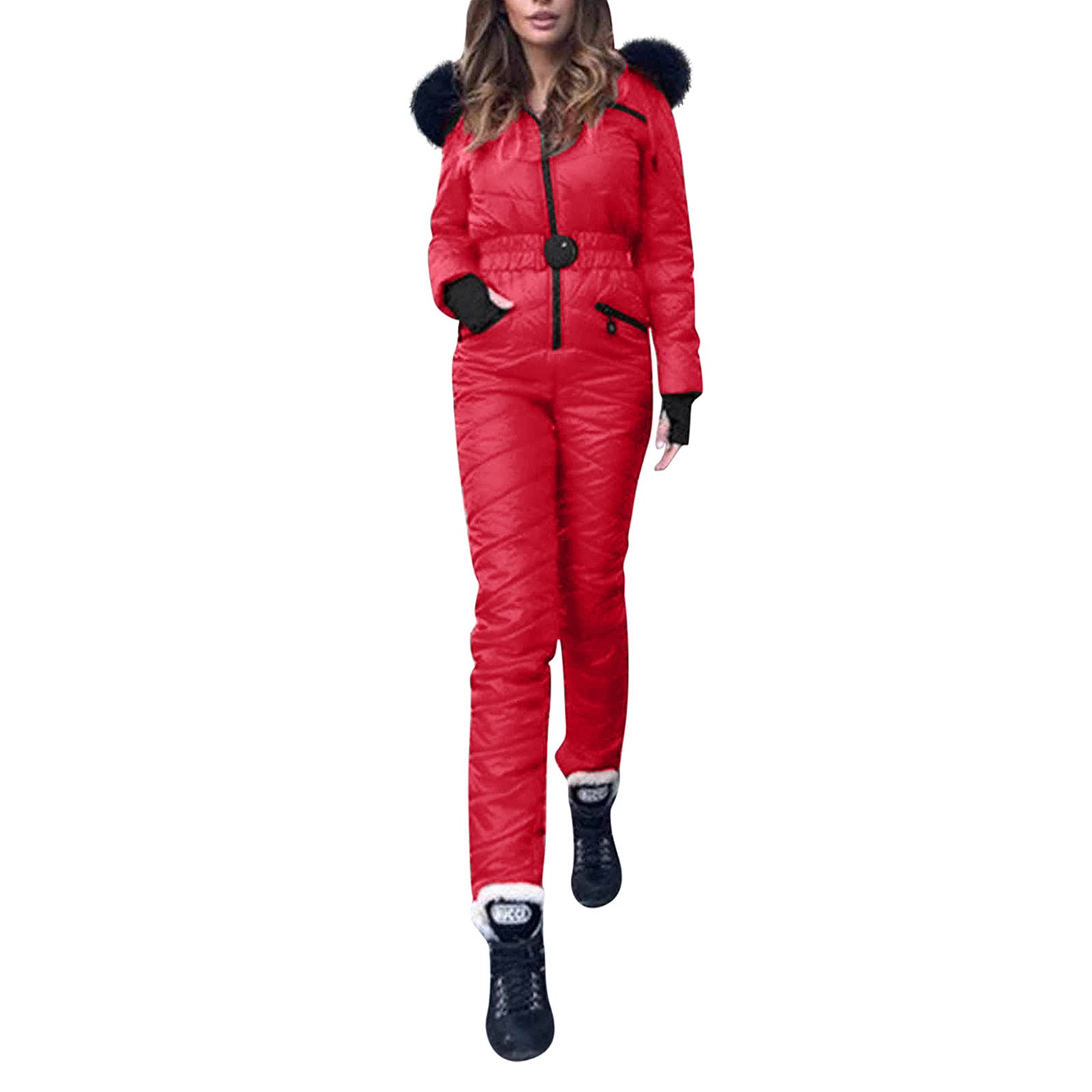 Women's Winter Jumpsuit - Thermal Snowsuit with Hood for Skiing, Snowboarding & Outdoor Sports | Waterproof Ski Jacket & Warm Onesie for Cold Weather Adventures